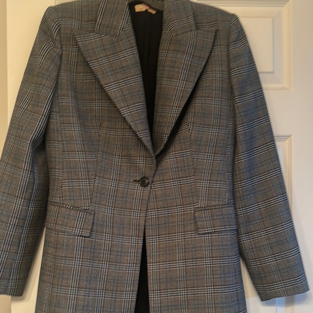 Gray Plaid Michael Kors Collection Made in Italy